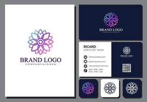 flower beauty care logo template with business card vector