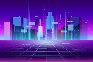 metaverse city building technology background template vector