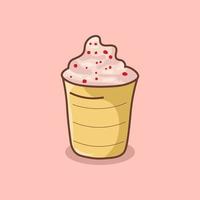 helado dibujado a mano en ilustración de vidrio vector