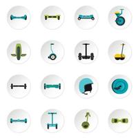 Balancing scooter icons set in flat style vector