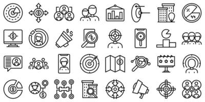 Target audience icons set, outline style vector