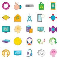 Mobile connection icons set, cartoon style vector