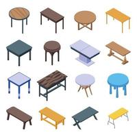 Table icons set, isometric style vector