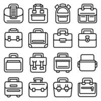 conjunto de iconos de bolsa de portátil, estilo de esquema vector