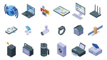 conjunto de iconos de conexión a internet, estilo isométrico vector