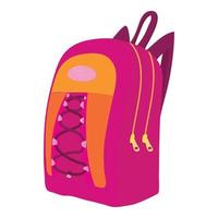 icono de mochila escolar, estilo de dibujos animados vector