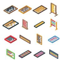 Abacus icons set, isometric style vector