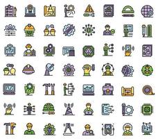 conjunto de iconos de ingeniero de comunicaciones, estilo de esquema vector