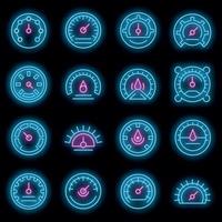 Barometer icons set vector neon