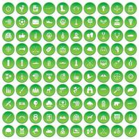 100 target icons set green circle vector