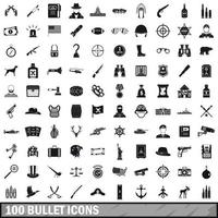 100 iconos de bala, estilo simple vector