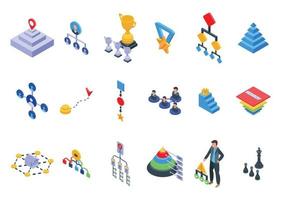 Hierarchy icons set, isometric style vector