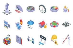 Risk management icons set isometric vector. Company business
