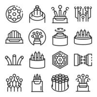 Optical fiber icons set, outline style vector