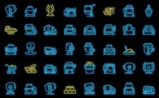 Concrete mixer icons set outline vector. Cement truck vector neon