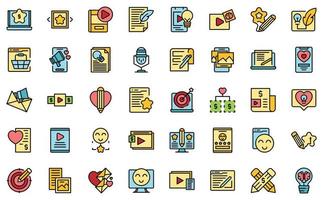 Content plan icons set vector flat
