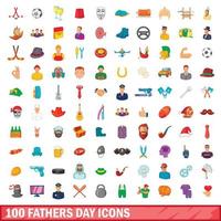 100 fathers day icons set, cartoon style vector