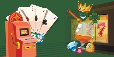 Casino gambling horizontal banner, cartoon style vector