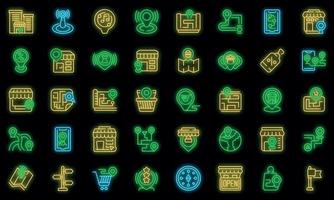 Store locator icons set vector neon
