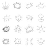 Explosion icon set outline vector