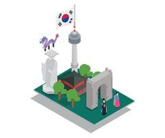 Korea concept banner, isometric style vector