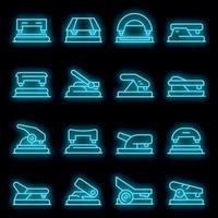 Hole puncher icons set vector neon