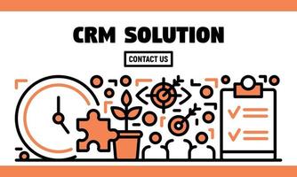 CRM solution banner, outline style vector