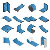 Flexible display icons set, isometric style vector