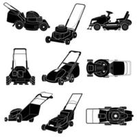 Lawnmower icon set, simple style vector