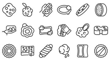 Washcloth icons set, outline style vector