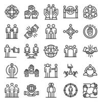 Racism icons set, outline style vector