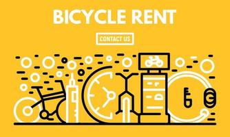 Bicycle rent banner, outline style vector