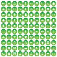 100 fashion icons set green circle vector