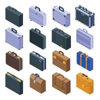 Briefcase icons set, isometric style vector