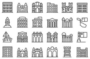 Malta icons set outline vector. Architecture building vector