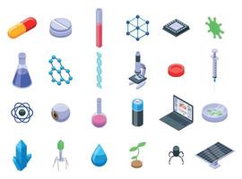Nanotechnology icons set, isometric style vector