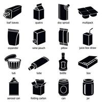 Package types icons set, simple style vector