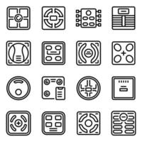 Smart scales icons set, outline style vector