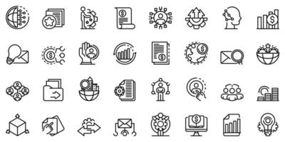 Restructuring icons set, outline style vector