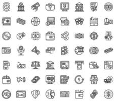 Bank cash icons set, outline style vector