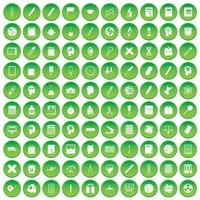 100 iconos de aprendizaje establecer círculo verde vector