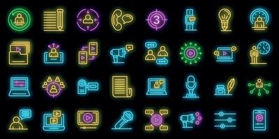 Storyteller icons set vector neon