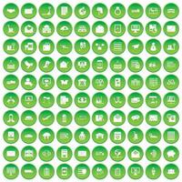 100 iconos de servicio postal establecer círculo verde vector