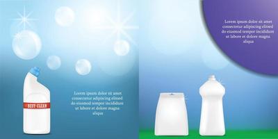 Detergent bottle clean banner set, realistic style vector