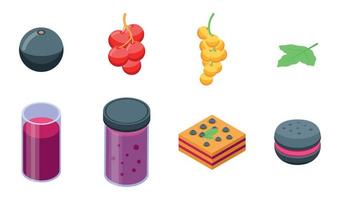 Currant icons set, isometric style vector