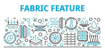 Fabric feature banner, outline style vector