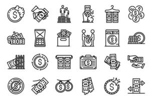 Money laundering icons set, outline style vector