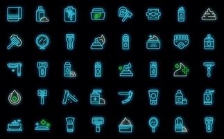 Shaving cosmetics icons set outline vector. Man shave vector neon