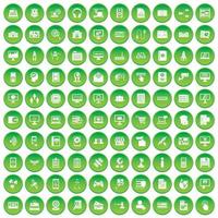 100 iconos de base de datos establecer círculo verde vector