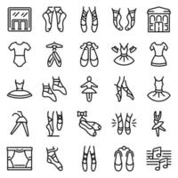 Ballet school icons set, outline style vector
